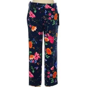 NWT Old Navy Harper Mid-Rise Navy Floral Crop Pants Women's 4R Colorful‎ Slacks